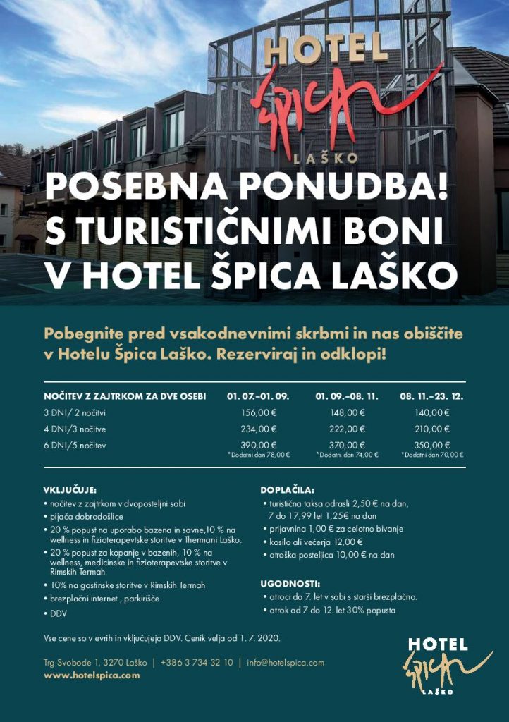 S turističnimi boni v Hotel Špica Laško